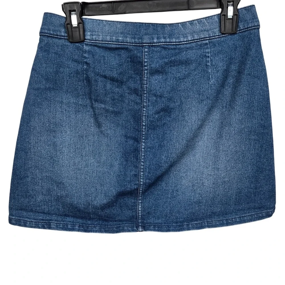 Express Jeans Womens Blue Denim Casual Button Front‎ Jean Mini Skirt Size 4